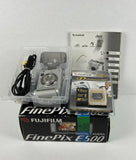 Fujifilm FinePix E500 4.1MP Digital Camera Silver Original Box. New 128mb Card