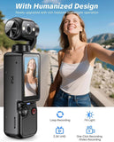 Black mini body camera camcorder with LCD screen and wide-angle lens