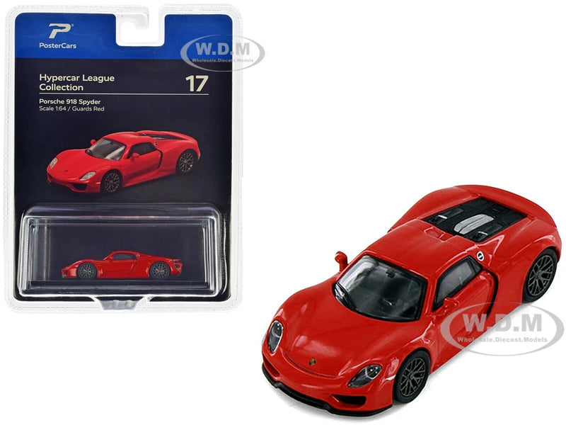 PORSCHE 918 SPYDER GUARDS RED 1/64 DIECAST MODEL CAR BY POSTERCARS H17B