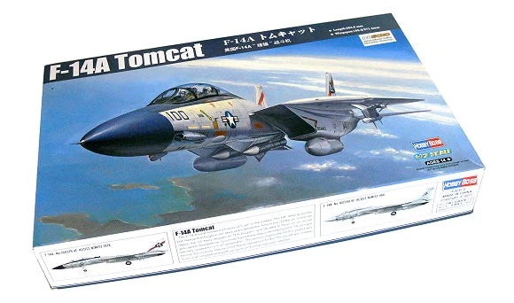 F-14A Tomcat 1/72 aircraft model kit box with illustrated jet and parts guide
