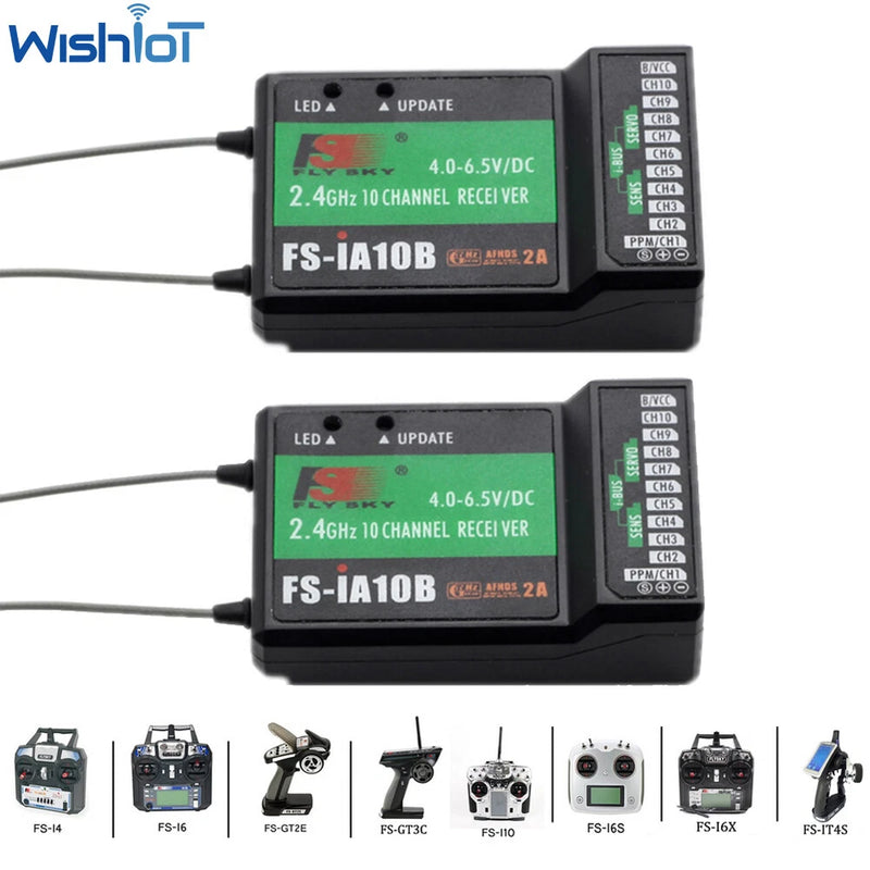 2PCS Authentic Flysky FS-iA10B 2.4G 10CH Receiver For RC Plane Helicopter Drone