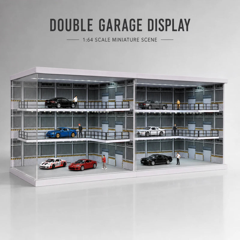1:64 Diorama Garage Model LED Lighting Diecast Model Car Display Case Gift US
