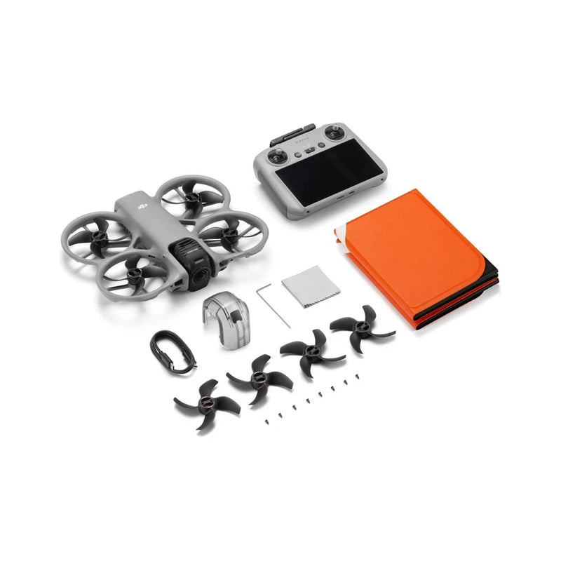 DJI Avata 360 drone kit with remote, orange case, extra propellers and battery