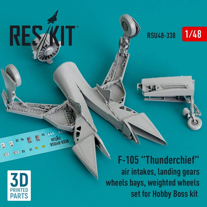 1/48 ResKit RSU48-0338 F-105 "Thunderchief" air intakes, landing gears with whee