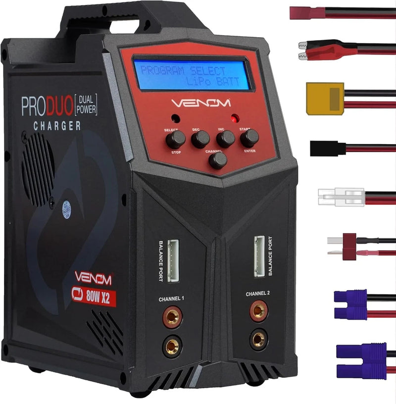 Venom Power Pro Duo LiPo Battery Charger - LCD Screen, Charging Leads - Balan... Battery