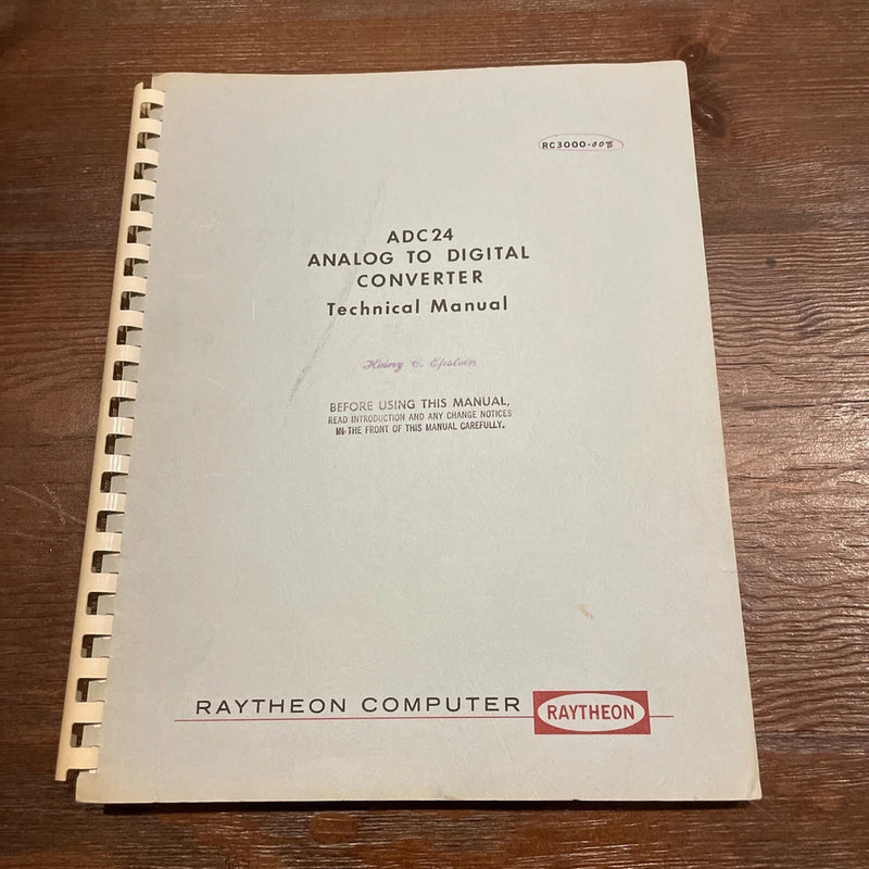 Raytheon ADC24 Analog To Digital Converter Technical Manual RC3000 June 1965 Converter