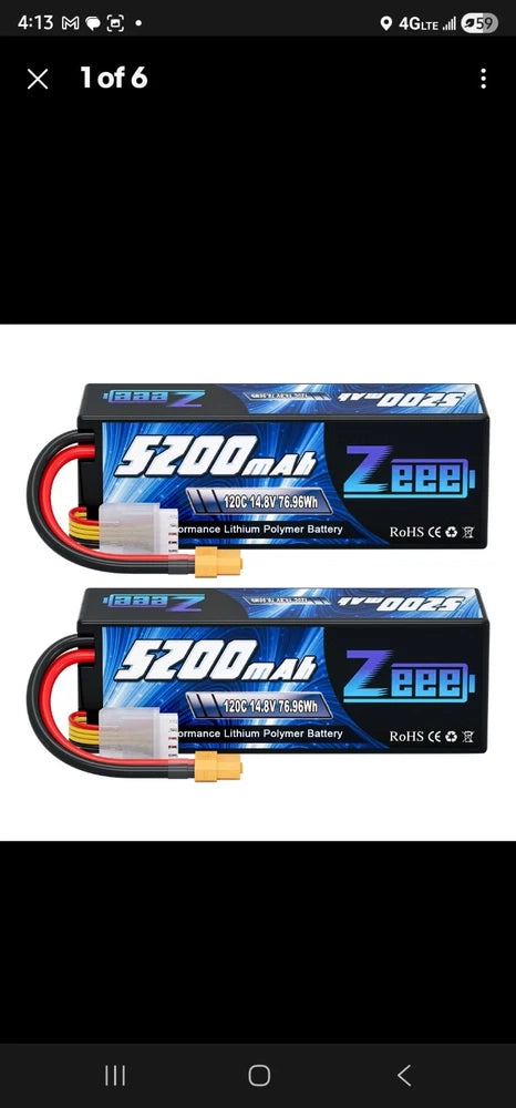 2x Zeee 4S Lipo Battery 5200mAh XT60 14.8V 120C for RC Car Truck Racing Models Battery