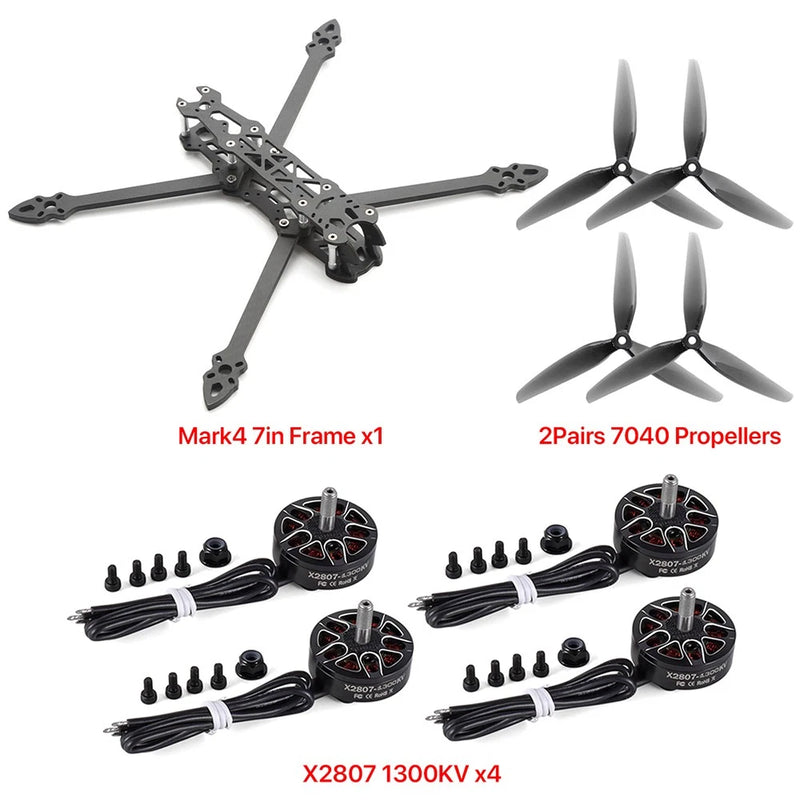 7" 295mm Wheelbase RC FPV Drone Frame Kit X2807 1300KV Brushless Motor Propeller