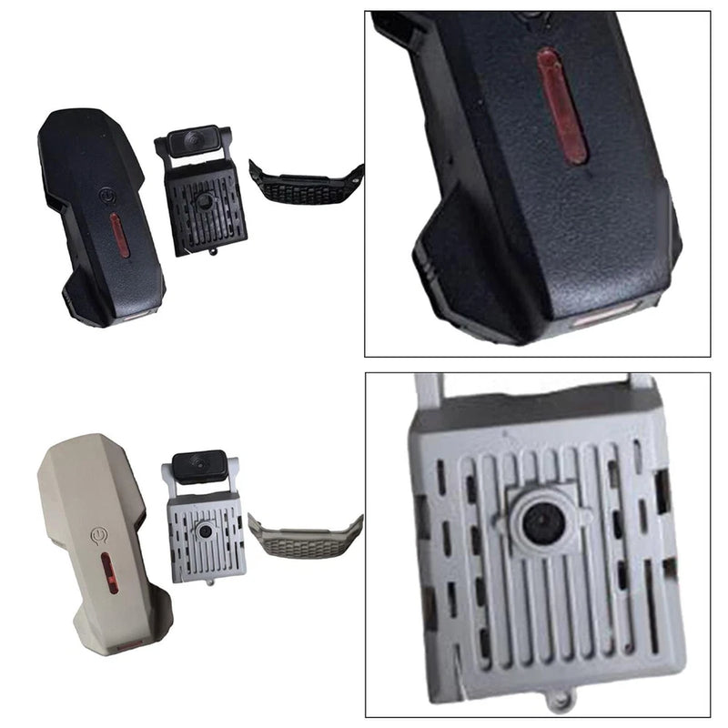 Drone main body shell with circuit board and camera module, dark and light gray