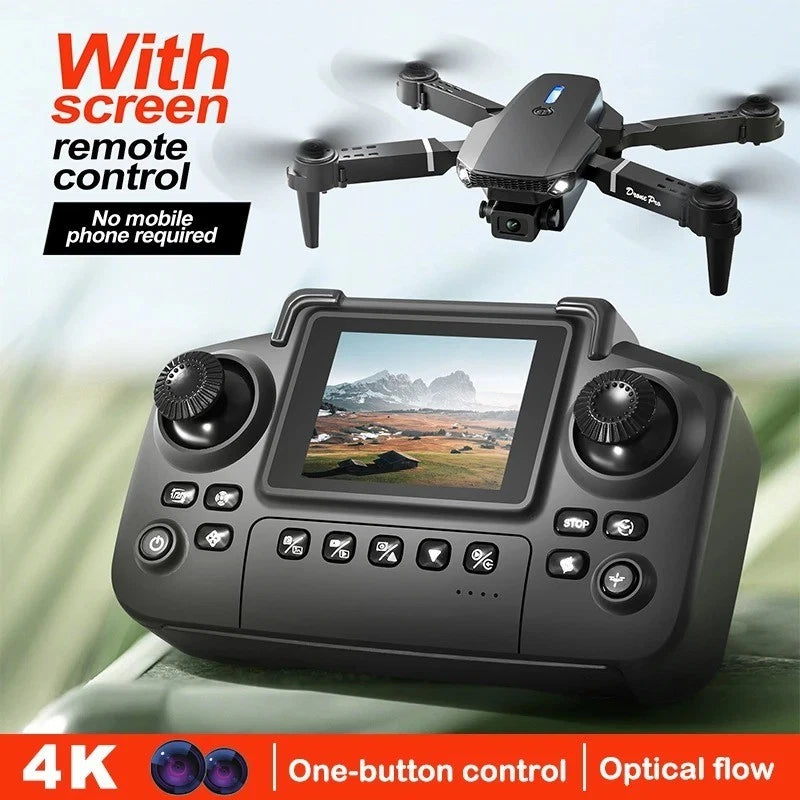 Drone remote controller with color screen, dual joysticks, and button controls