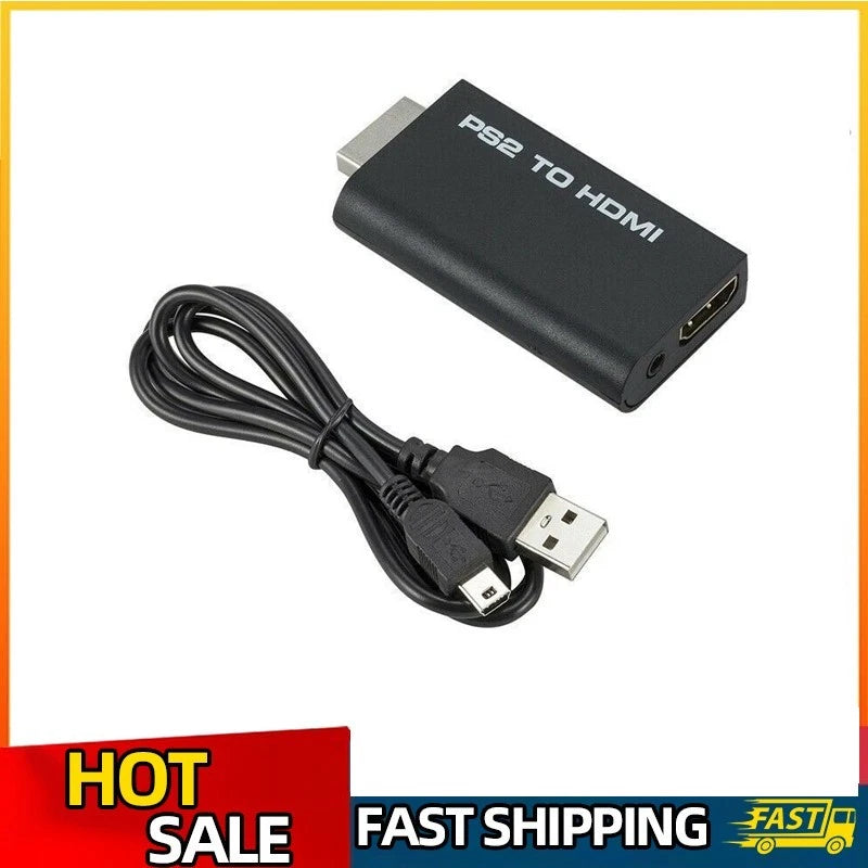 PS2 to HDMI Video Converter Adapter with 3.5mm Audio Output for HDTV Monitor