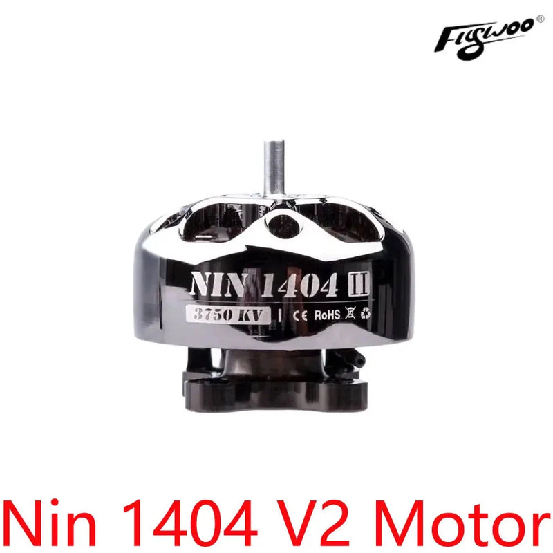 FLYWOO ultralight FPV motor, NIN 1404 V2 with 3750KV label, black and silver