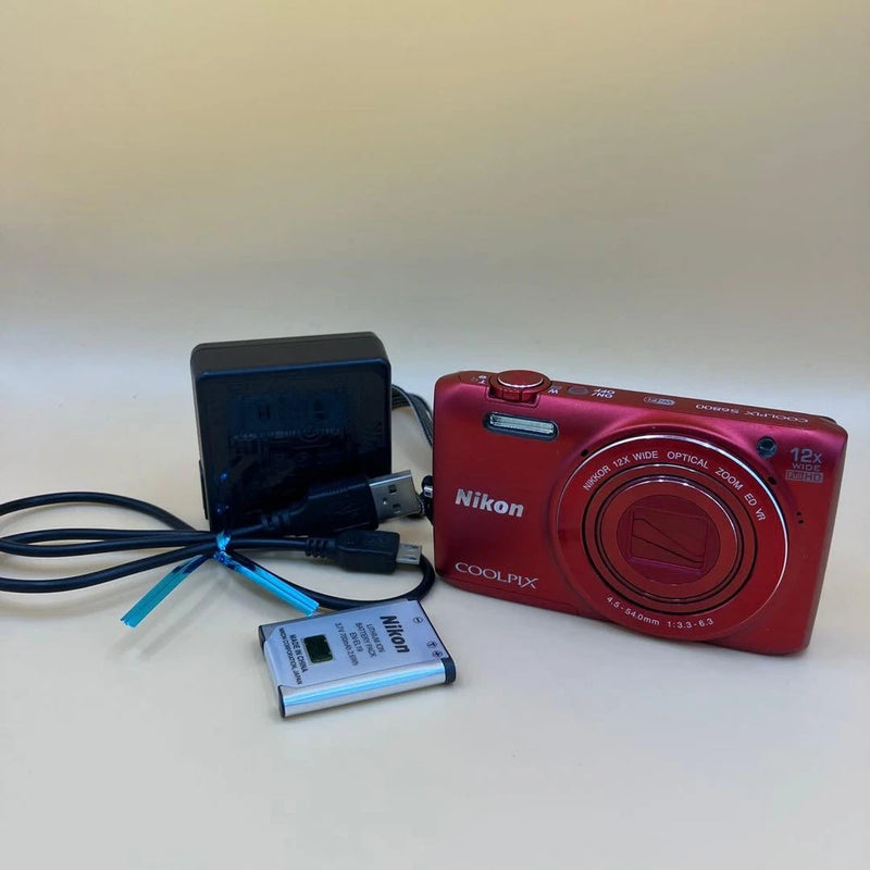 Nikon COOLPIX S6800 Compact Digital Camera Red Tested with Battery and Charger