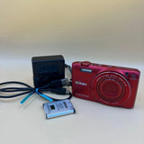 Nikon COOLPIX S6800 Compact Digital Camera Red Tested with Battery and Charger