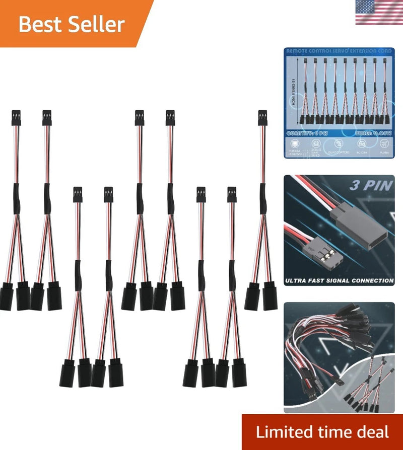 Premium PVC 3-Pin Servo Extension Wire Set for RC Car and Planes Converter
