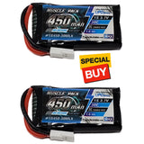 NHX Muscle Pack 1S 3.7V 450mAh 30C Lipo Battery w/ Molex Connector (2)