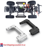 Metal servo relocation front bumper mount bracket for RC crawler, black and silver set