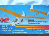 Yellow and white battery jet model airplane kit with propeller, charger, and driver