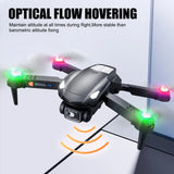 Foldable RC quadcopter drone with four glowing LED propellers and stable hovering design