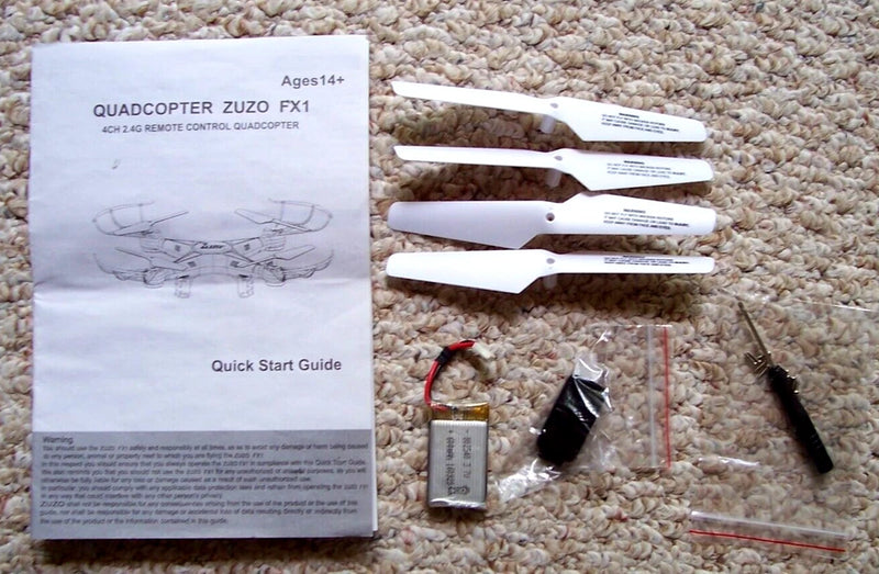 Zuzo Quadcopter FX1 Drone Parts Propellers Battery