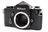 Nikon F2 eye-level 35mm film camera, black body with silver lens mount