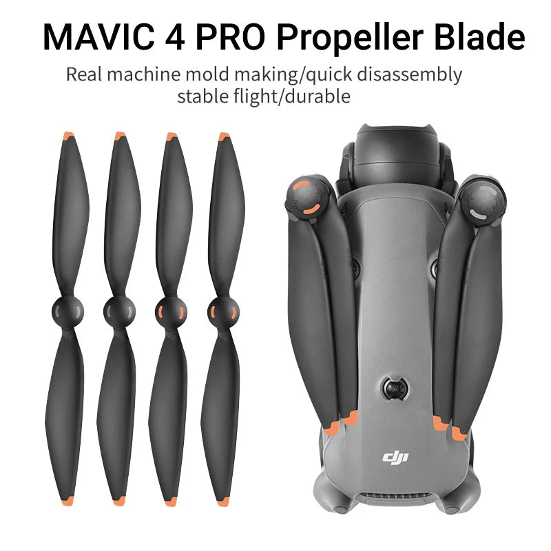Black drone propeller blade set with curved wings, four blades shown