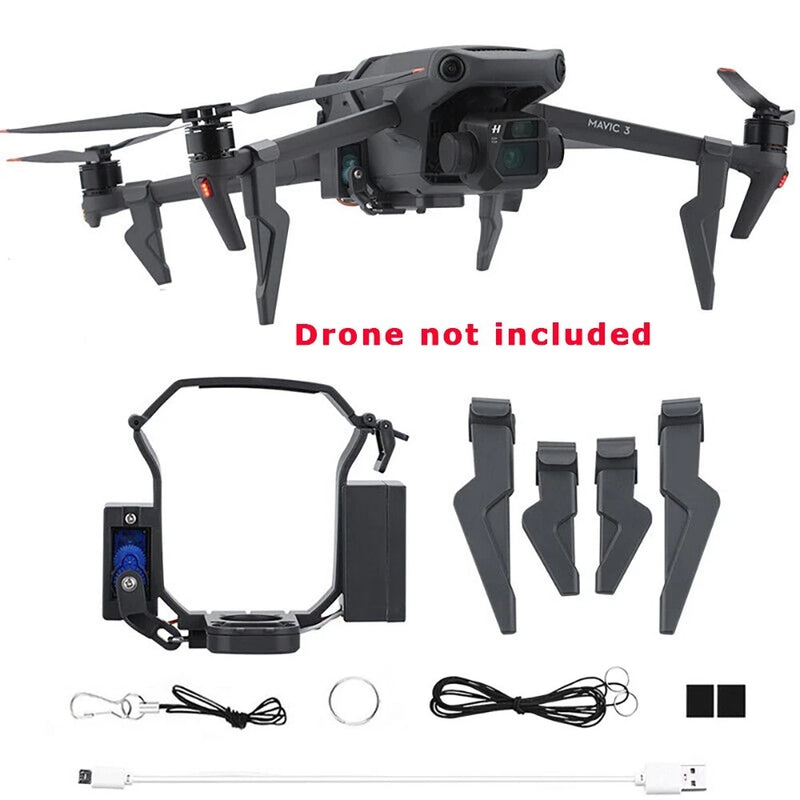 Black drone airdrop thrower device with controller arms and mounting bracket kit
