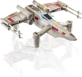 White T-65 X-Wing battle drone model with red markings, landing gear and wing cannons