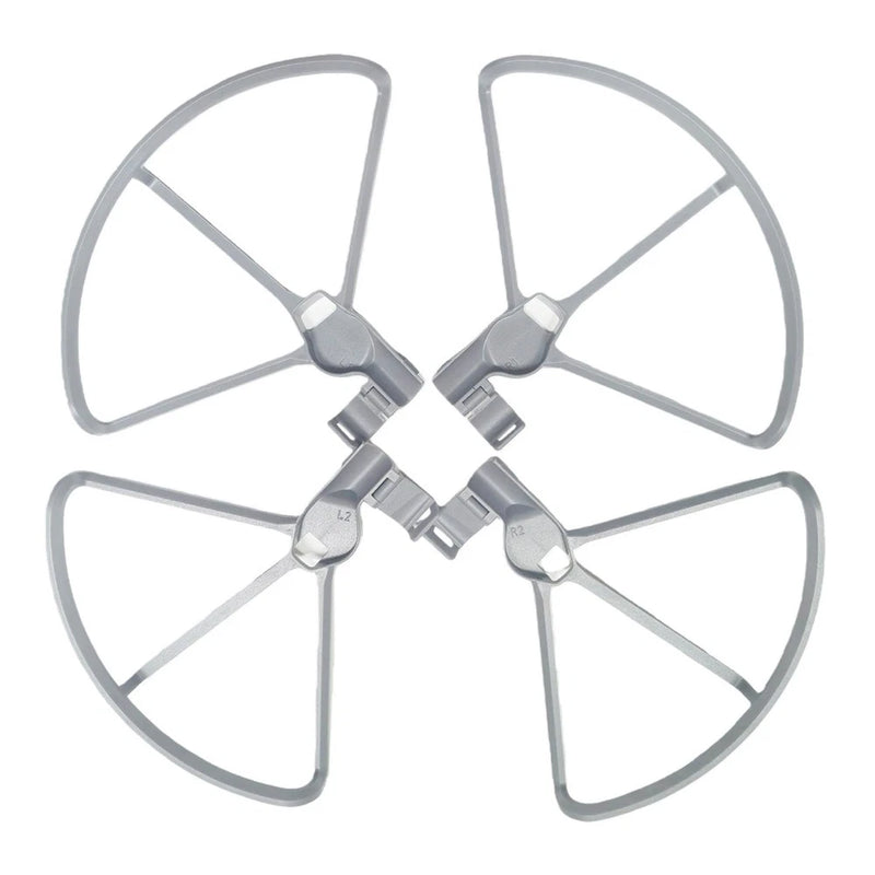 Propeller blade guard set with four gray protective frames for drone propellers