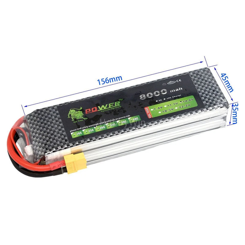 14.8V 4S 8000mAh 35C LiPO Battery XT60 Plug for RC Airplane Helicopter Drone