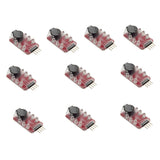 Set of RC LiPo low-voltage alarm modules, red PCB with black potentiometer and pin header