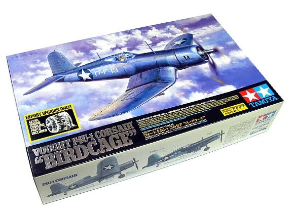 Tamiya 1/32 Vought F4U-1 Corsair Birdcage airplane model kit box with wing artwork