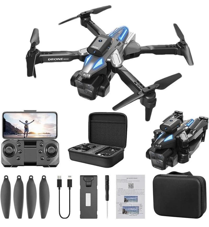 RC indoor quadcopter drone kit with gray drone, WiFi FPV camera, controller, case