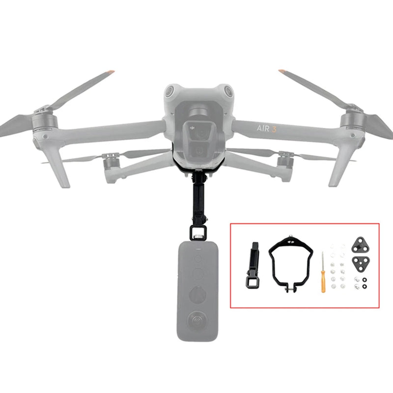 Drone camera mounting bracket set, gray with screws and spacers