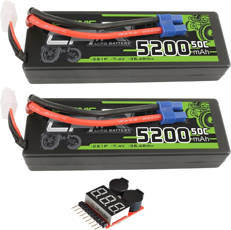Lipo Battery 5200mAh 50C 7.4V 2S RC Battery with EC3 Connector for RC Plane DJI Battery