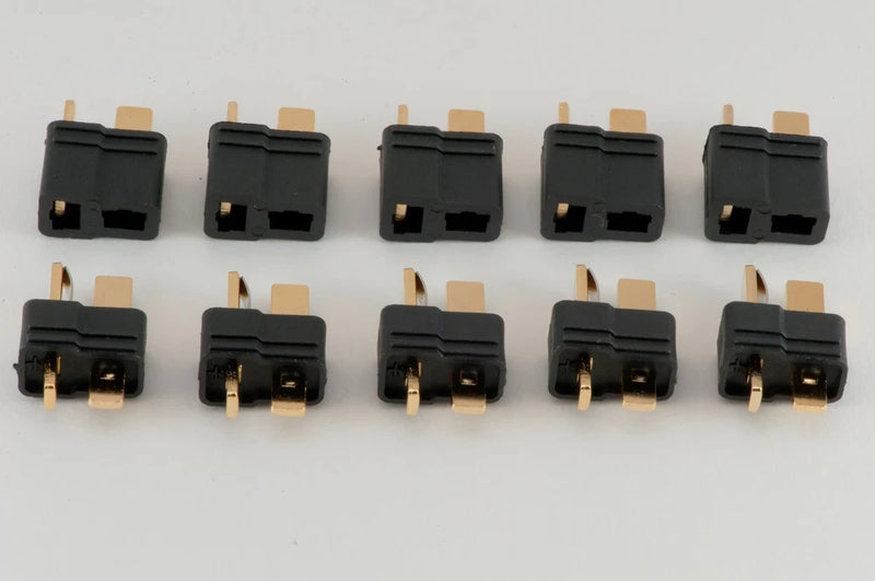 (5) Male / Female Pair Black T-Plug (Deans Style) Lipo Battery Connectors