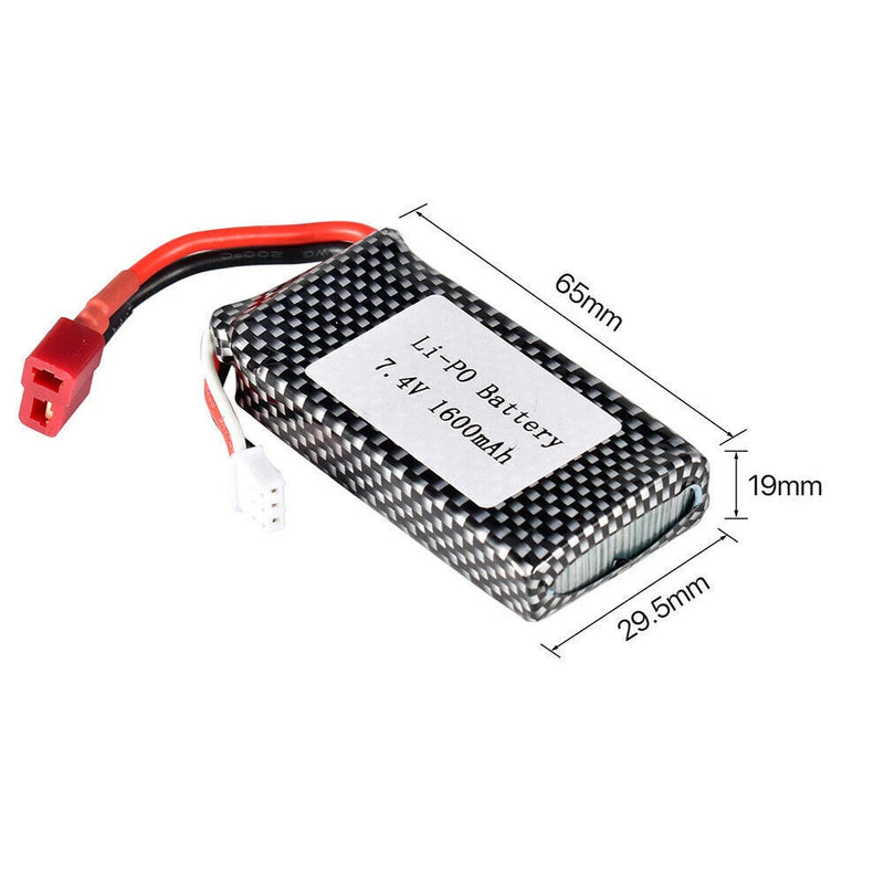 1x 7.4V 1600mAh Lipo Battery for RC Car 1/10  Accessories For XLH 9125 Buggy Car