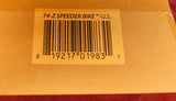 Speeder bike propeller packaging label with barcode and item text