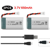 2PCS 3.7V Lipo Battery 650mah with USB Charger for Syma X5C X5SW X5C FPV Drone Battery