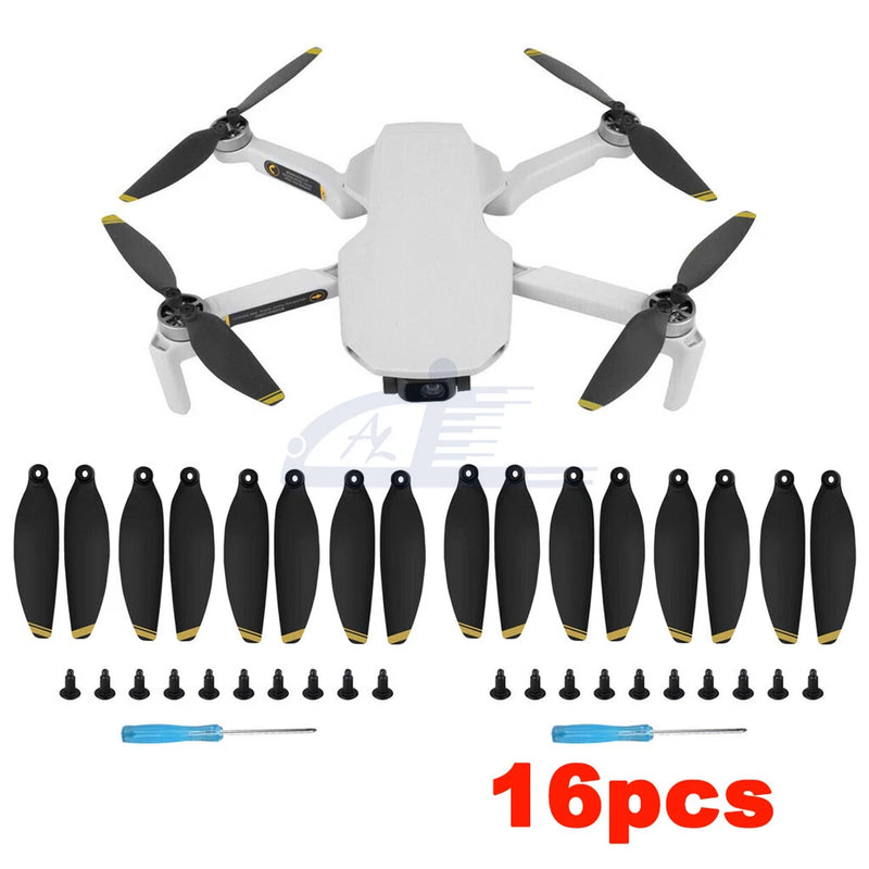 16pcs Low-Noise Propellers Blades RC Drone Props Black & Gold For DJI Mini SE