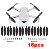 16pcs Low-Noise Propellers Blades RC Drone Props Black & Gold For DJI Mini SE