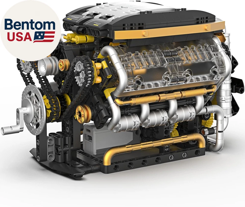 V8 Engine Building Set, V8 Engine Model Kit That Run with Manual & Electric Dual Battery