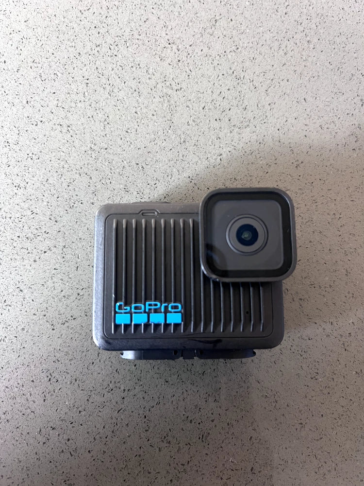 GoPro action camera with front lens and rugged black housing