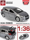 Kia Ceed, Metal Model Diecast Car Scale, Collectible Toy Cars, gray silver, 1/36
