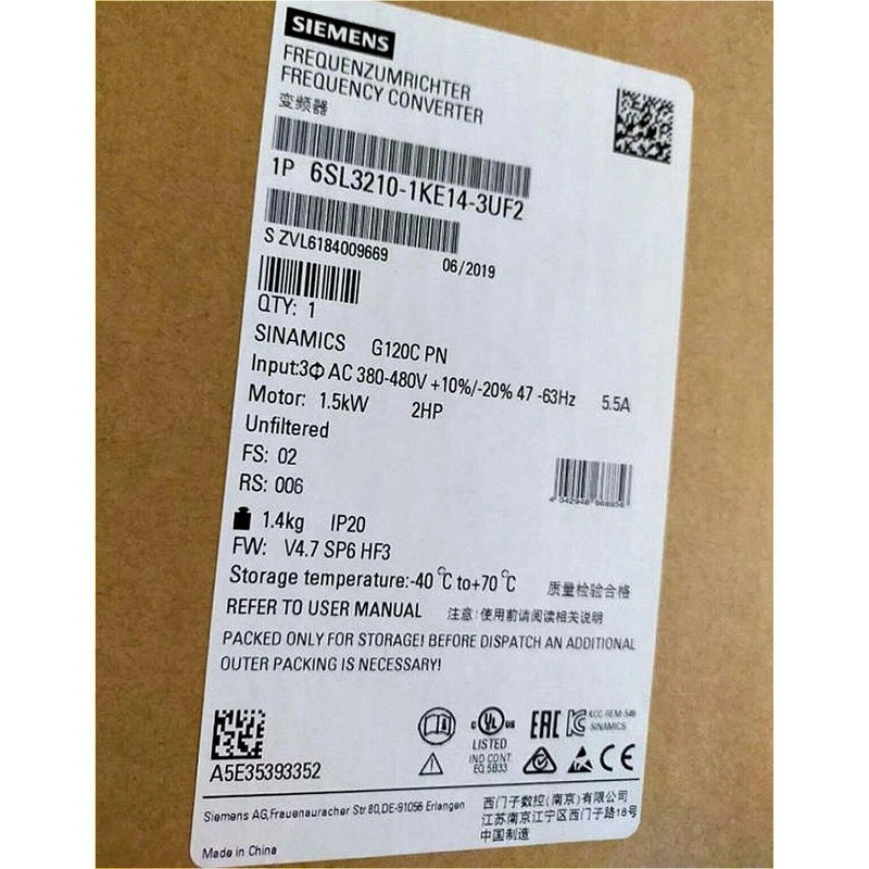 6SL3210-1KE14-3UF2 SIEMENS SINIMICS G120C  Frequency Converter6SL32101KE143UF2
