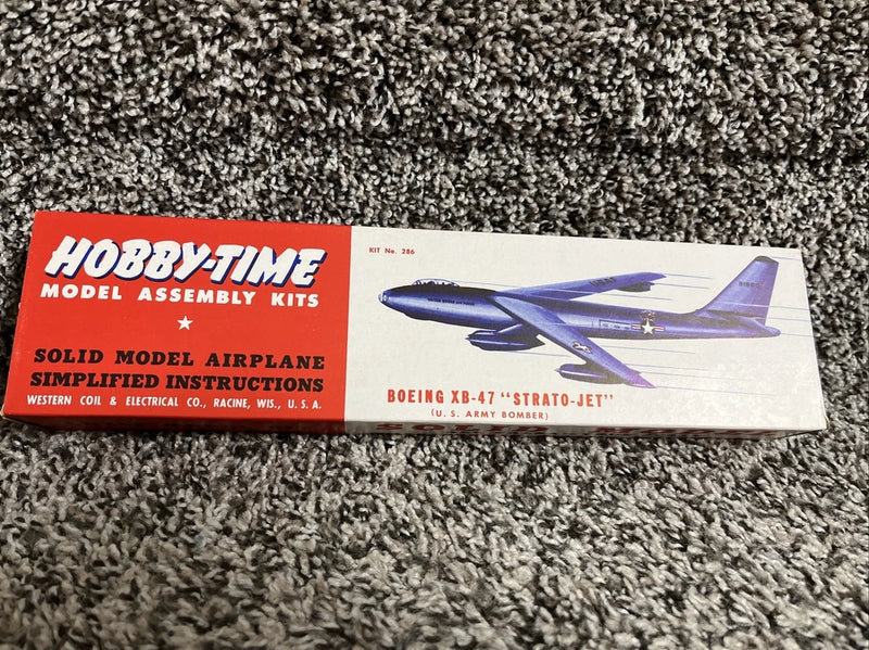 HobbyTime vintage model airplane kit box with Boeing XB-47 Strato-Jet artwork