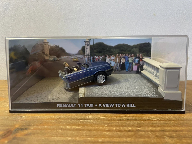 RENAULT 11 TAXI die-cast car model in clear display case, blue