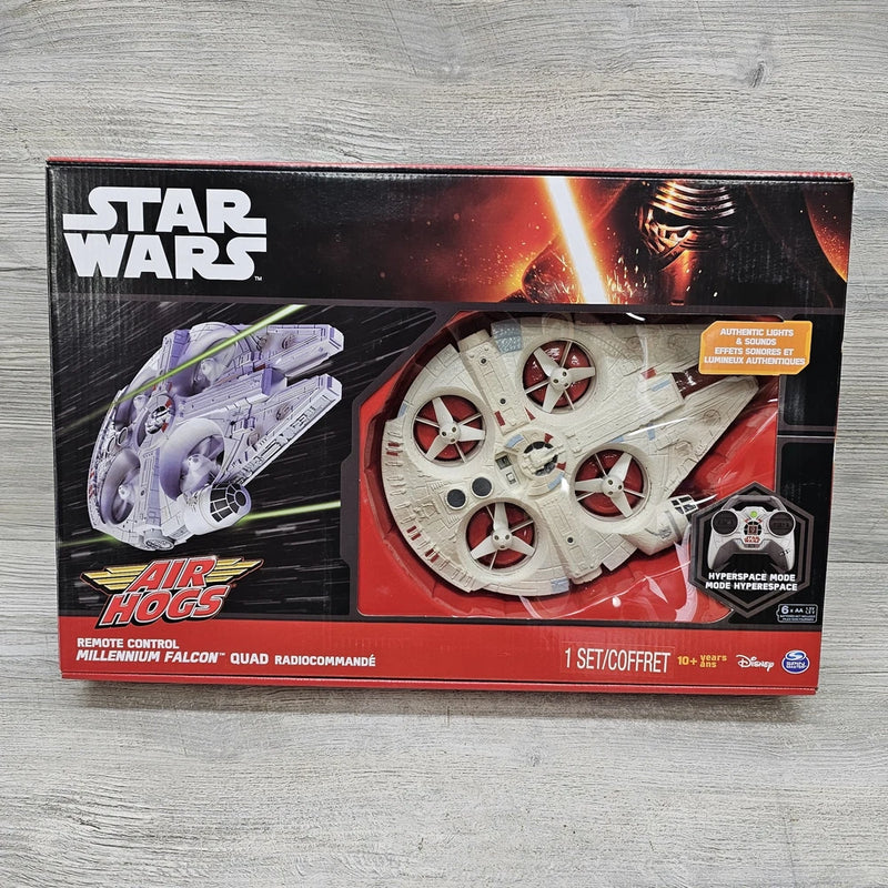 Star Wars Air Hogs Millennium Falcon quadcopter drone with remote control in box