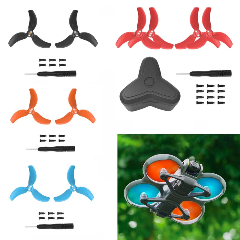 Lightweight quadcopter propeller blades set with multi-color blades and mounting screws