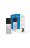 Ring nickel silver battery doorbell with black faceplate and blue status ring